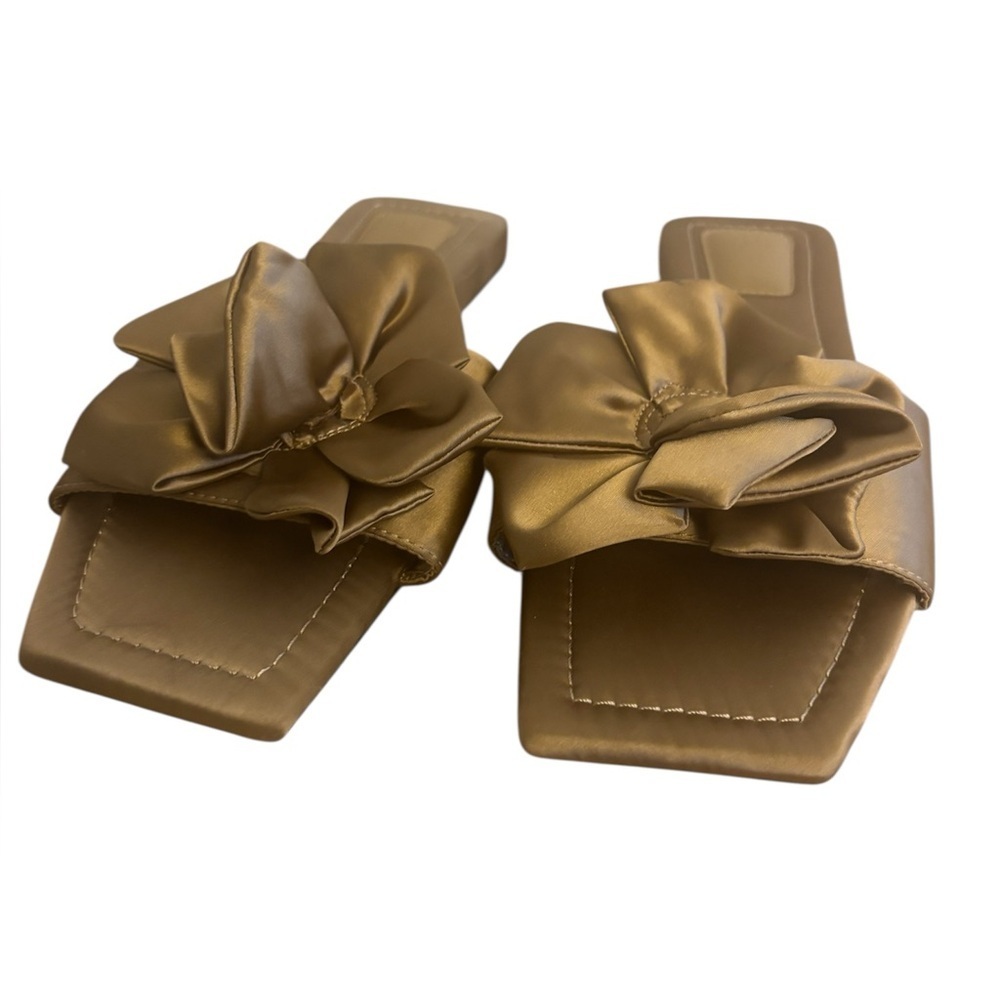 H&M Elegant Gold Satin Slide Sandals